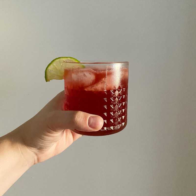 Happy Friday. Made a gin gimlet type situation with some cherry pit simple syrup (Bravetart recipe!) πΈπβ¨