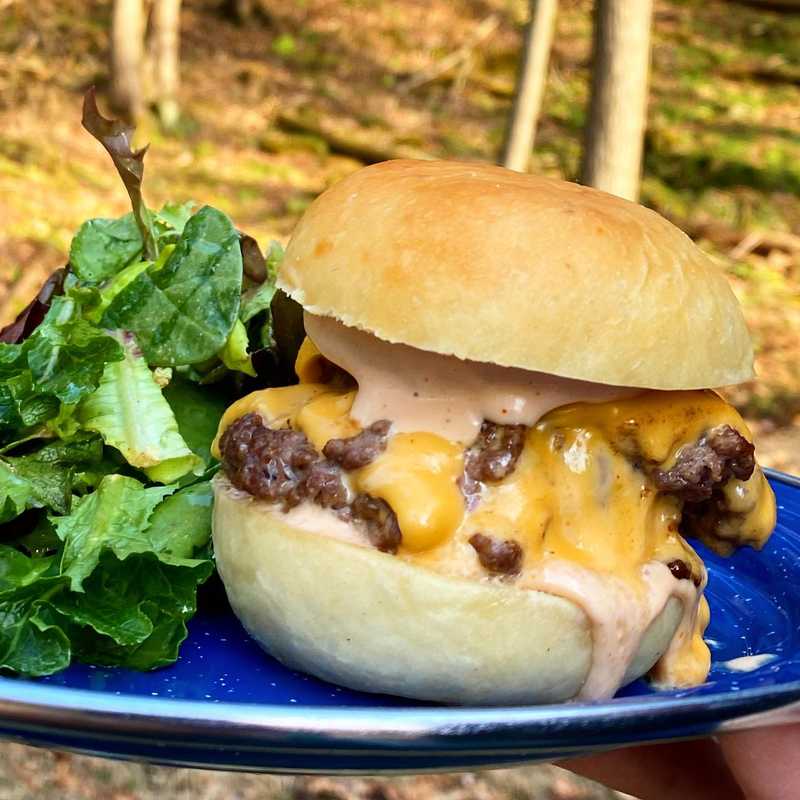 Went outside. Made burgers. Homemade potato buns from @kingarthurbaking.