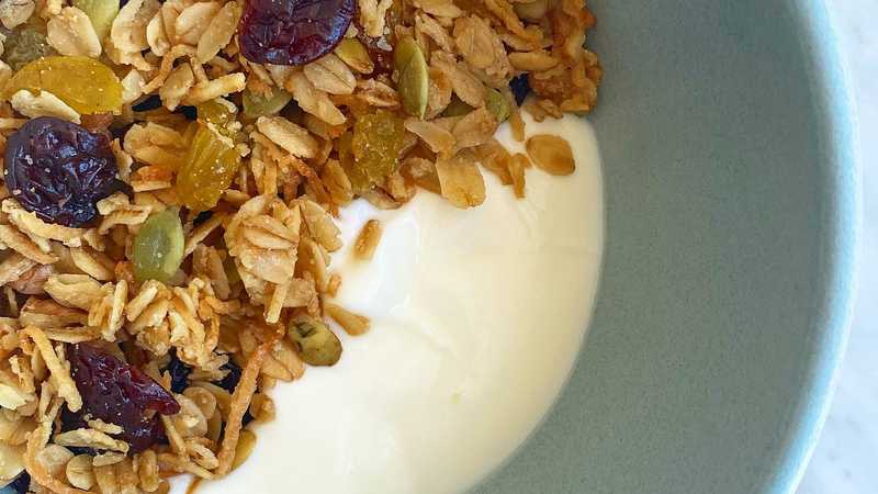 photo of completed recipe: This is the same as the Eleven Madison Park granola recipe on NYTCooking but with weight measurements because that’s easier for me to measure. I often…