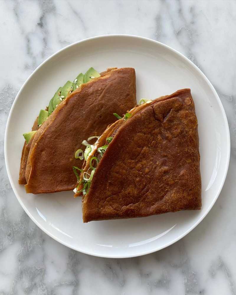 mole poblano/sourdough discard crepes aka my breakfast for the last week.