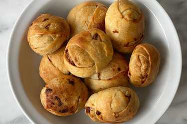 Caramelized cabbage knishes