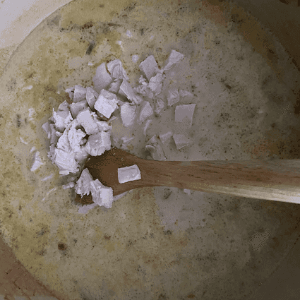 Add in the diced chicken and cook for another 5 minutes to warm everything up.